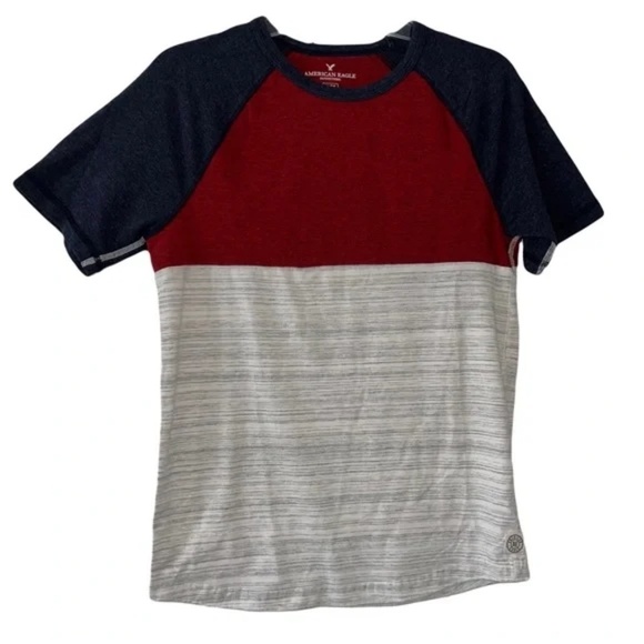 American Eagle Outfitters | Red Gray Blue Flex Classic Fit Short Sleeve Tee, XS - Picture 1 of 6